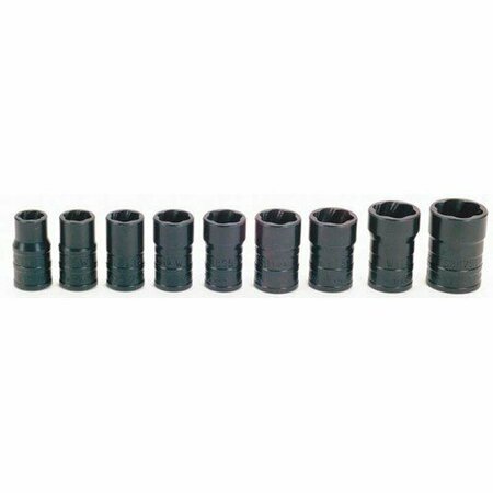 WILLIAMS Socket Set, 9 Pieces, 3/8 Inch Dr, 3/8 Inch Size JHWTSMS3809